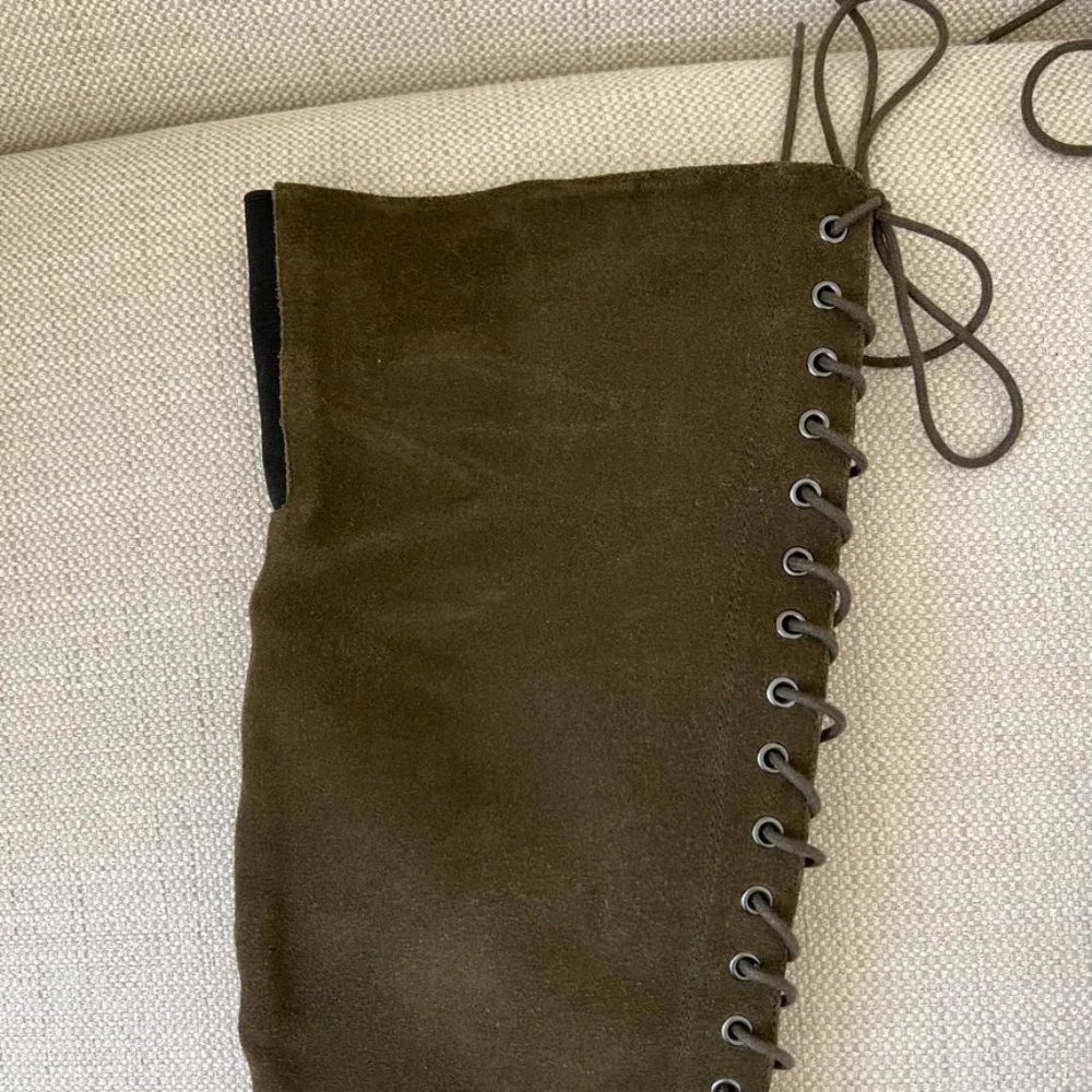 ALDO Olive Green Suede Over-the-Knee Lace-Up Heeled Boots